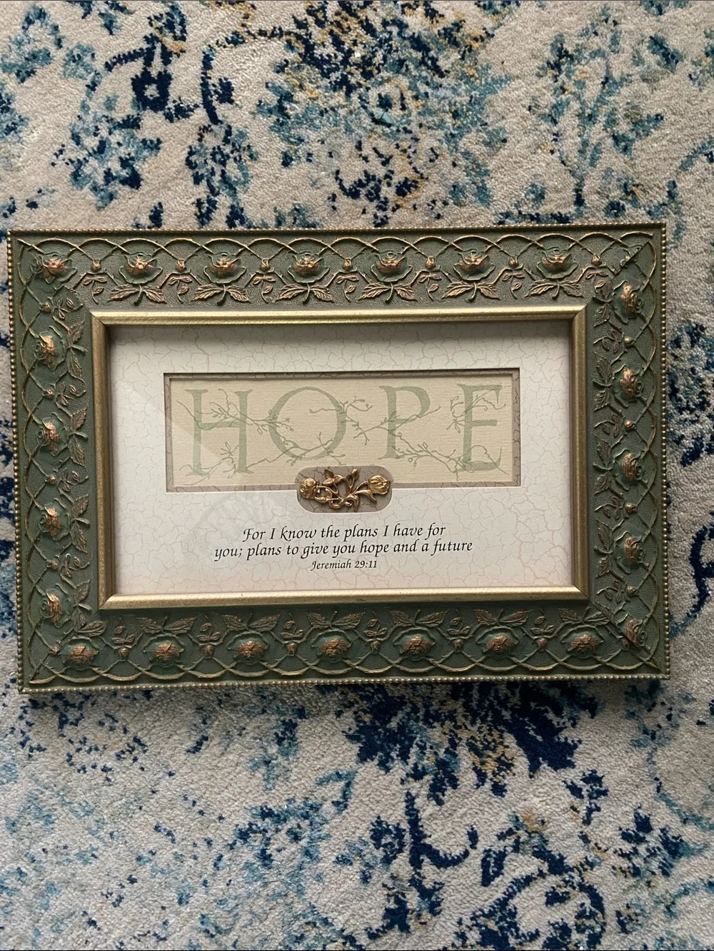 HOPE Decorative Framed Wall Art - Green and Gold by Wildwood Artisans